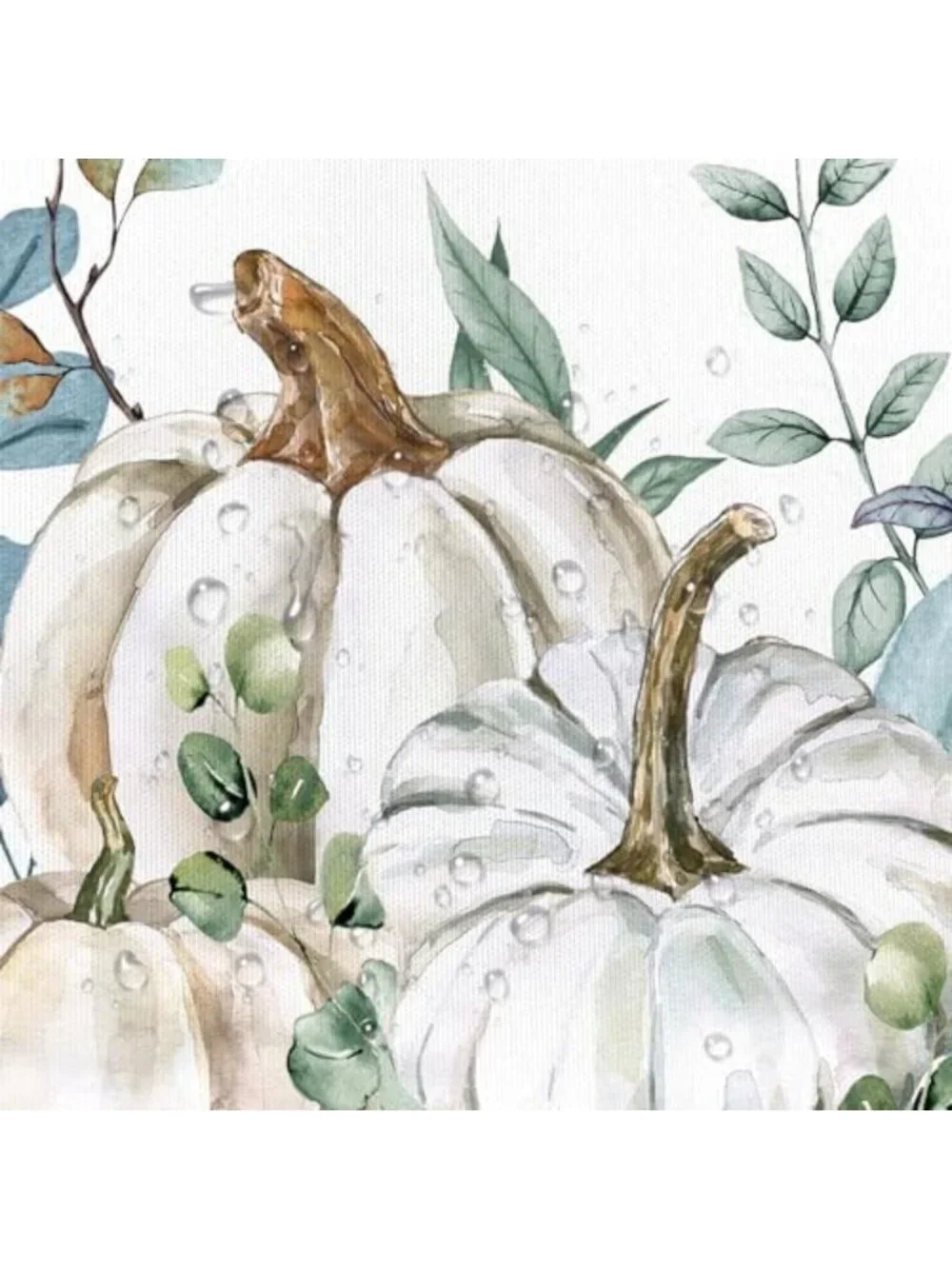 Blue Pumpkin Fall Shower Curtain 72x72 Inches - Autumn Bathroom Decor Accent